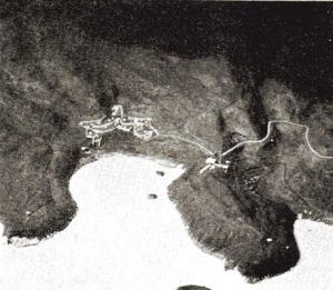 写真３「南阿波パークウエイ関連施設基本計画」計画図と模型（明丸地区）